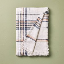 Plaid Woven Throw Blanket Sour Cream/Blue - Hearth & Hand with Magnolia
