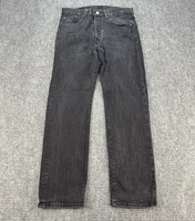 Levi's 501 Original Fit Jeans Mens 32x32 Black Button Fly Straight Leg Stretch