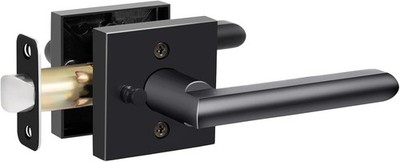 HOSOM Privacy Door Handle Matte Black Square Interior Lever for Bedroom Bathroom