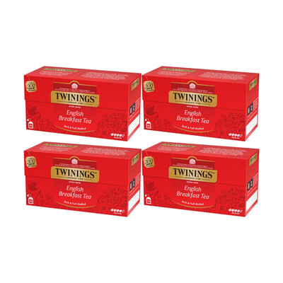 4 x Twinings English Breakfast Tea 25 Beutel Schwarztee Classic Blend