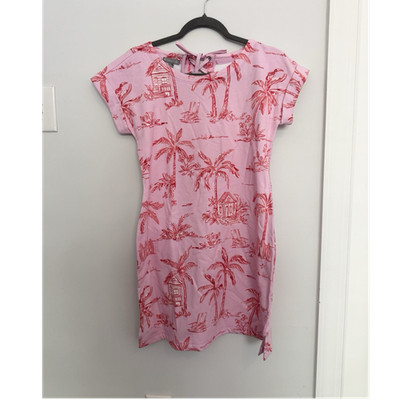 T by Talbots Pink Red Tropical Print Shift Dress Short XS UPF 50+ Resort Beach