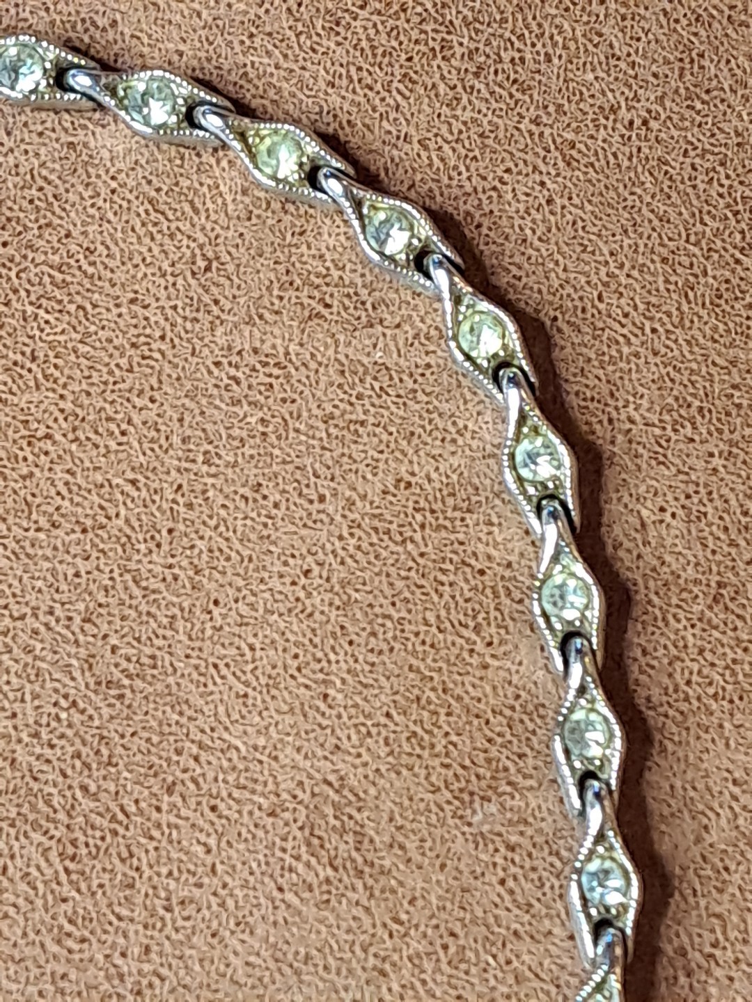 VTG BOGOFF Silver Tone Art Deco Style Clear Rhine… - image 6