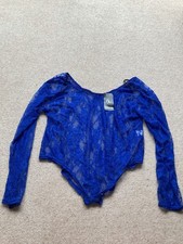 NWT Trendy Touch Royal Blue Long Sleeve Lace Bodysuit Size XXXL