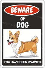Beware Of Dog Sign Corgi You Have Been Warned Aluminum Tin Metal Signs Door Sign