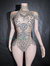 New Women Rhinestones Bodysuit Dancer Singer Stage Wear Performance Costume