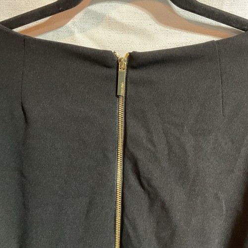 Calvin Klein Black 3/4 Bell Sleeve White Faux Pearls Trim Sheath Dress Size 14W - Picture 9 of 10