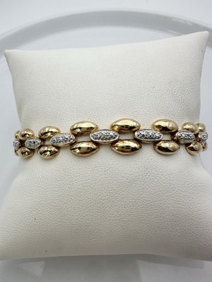 Ross Simons Sterling Silver 14k Gold Vermeil Genuine Diamond Bracelet
