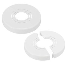 2Pcs 0.4" Thicken Wall Split Flange Escutcheon Plate Cover 0.8/1/1.3 inch, White