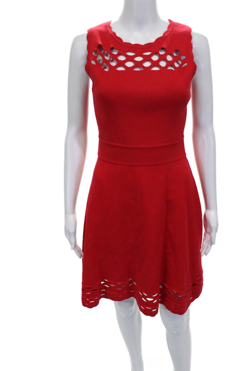 Milly Womens Fit & Flare Dress Red Sleeveless Round Neck Short Pullover Size SFree Shipping in US $100+ Orders | $6.95 Orders Below