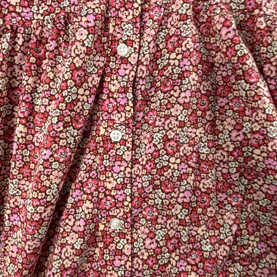 Top túnica babydoll floral Lee XL rojo rosa Ditsy manga 3/4 algodón cottagecore Foto 3 de 4