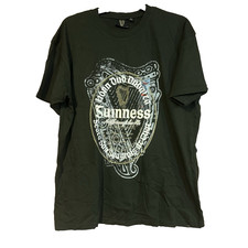 Guinness Mens Large T Shirt Olive Green Irish Harp Graphic Relaxed Fit Cotton