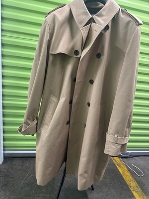 Coach Men's Beige Long Trench Coat Cotton Blend Button Closure Size xxl