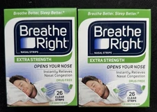 🛏️ Lot of 2 Breathe Right Extra Strength Nasal Strips – 52 Total Clear Strips