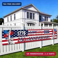 250 Anniversary USA Flag Banner - Durable 4th of July Decorations with 1776-2026