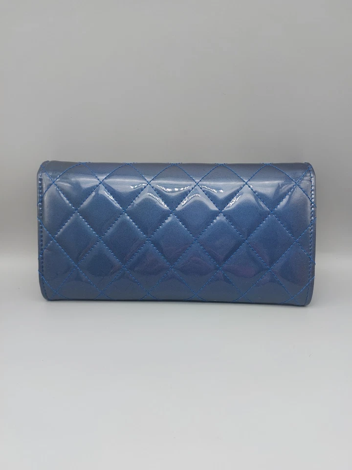 CHANEL Authentic Blue Patent Leather Wallet - Image 3 of 4