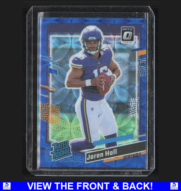 Jaren Hall 2023 Donruss Optic Rated Preview Blue Scope Prizm SP RC MN Vikings 36