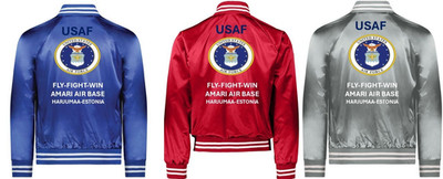 USAF* AMARI AIR BASE* HARJUMAA-ESTONIA* SATIN JACKET*USAF OFFICIAL LICENSE