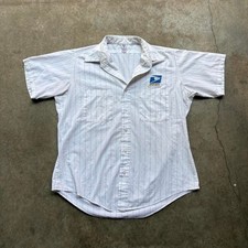 Vintage 80s white pinstripe usps post master button up shirt Mens size large