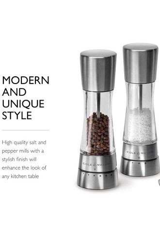 New Cole & Mason Derwent Stainless Steel Mills Salt & Pepper Grinders Set of 2 - Picture 3 of 12