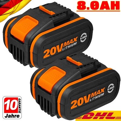 2-Für Worx 20V Lithium-Ionen Akku 8.0Ah PowerShare WA3553 WA3550 WA3551.1 WA3572