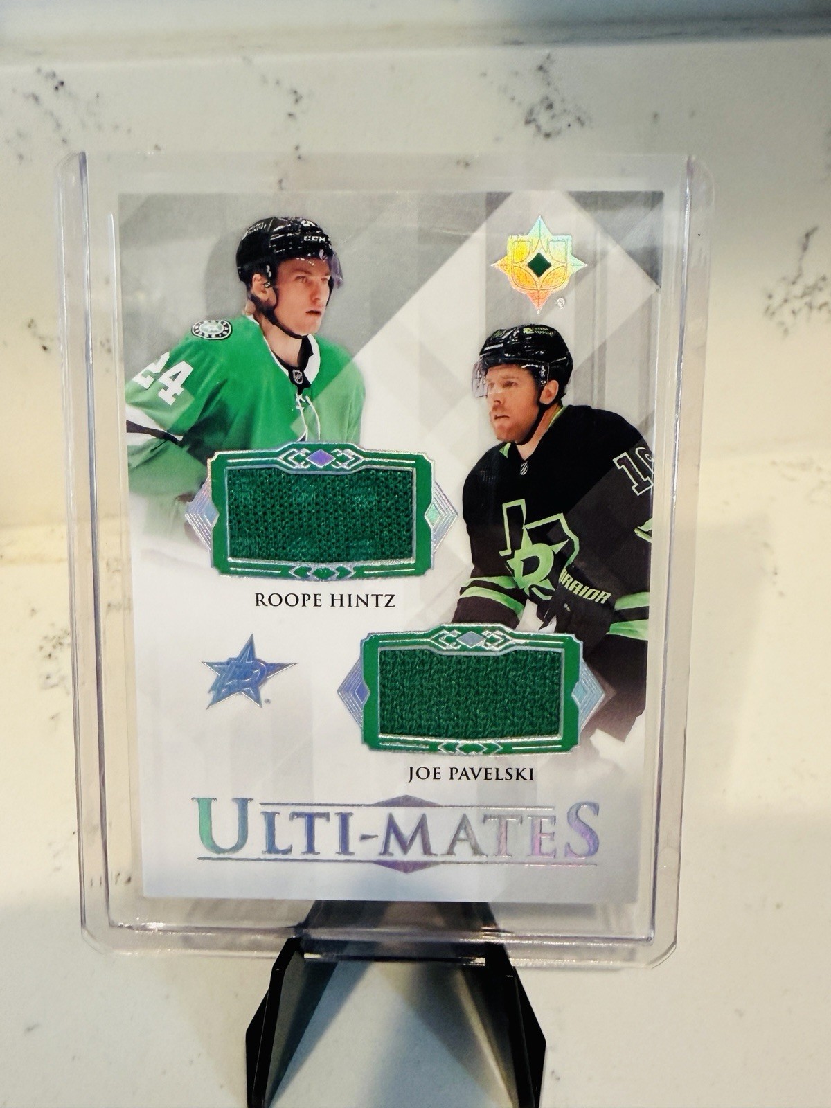 2023-2024 Upper Deck Ulti-mates Roope Hintz Joe Pavelski Dual Game Used Jersey