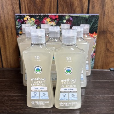 Method Concentrated Free & Clear Liquid Laundry Detergent (9) Bottles. 8.1 Oz Ea