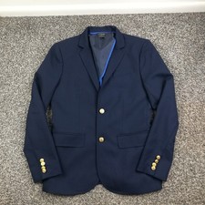 2023 J Crew Crewcuts Blazer Jacket Flannel Wool Gold Button Nautical Boys Sz 14