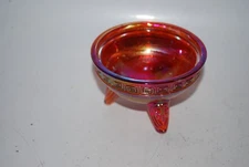 Vintage Carnival Glass Fairy Lamp Base – Iridescent Red Amberina, Greek Key Rim