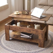 Wooden Coffee Table, Lift Top Coffee Table with Large Hidden Storage Shelf,Brown