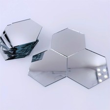 2 inch 50.8 mm Hexagon Mirror Mosaic Tile Craft Mirrors 50pcs Silver