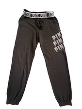 Victoria's Secret PINK Black Logo Waistband Joggers Sweatpants XS Pockets Y2K
