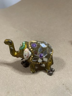 Polished Stone Gold Tone Elephant 2  tall. 