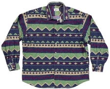 Vtg Sostanza Contemporary Apparel Mens Button Up Shirt Size Large Western Aztec