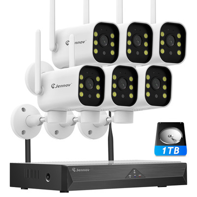 JENNOV 5MP Home Wireless Security Camera System Outdoor 1TB 10CH NVR Audio WiFi