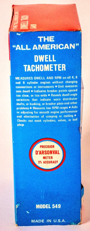Тахометр Dwell 6 и 8 цилиндров оригинальная коробка и руководство 60-е Hot Rod Vibe США - Изображение 4 из 4
