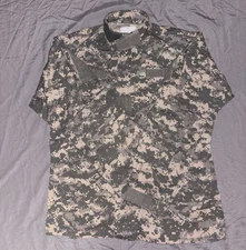 Men’s Small ACU Ripstop Poplin Combat Uniform Jacket Wind Resistant Nylon Camo