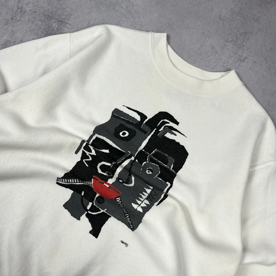 Sudadera vintage Hanes Cesar Manrique arte raro logotipo grande para hombre... - Imagen 3 de 4