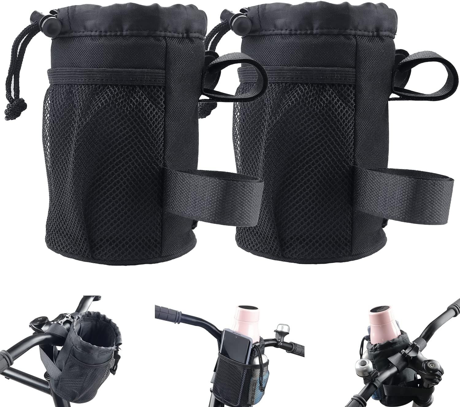 2Pcs Water Bottle Holder Handlebar for Bike Cruiser Scooter Wheelchair Road Bike