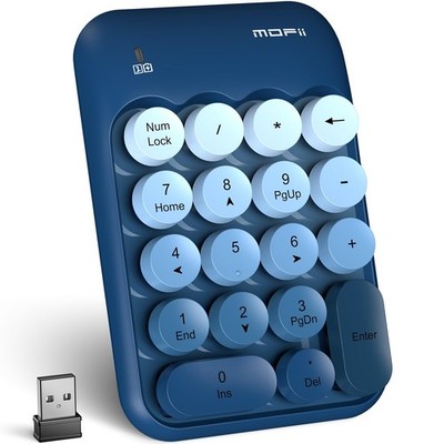 Wireless Numeric Keypad 18 Keys 2.4G Portable USB Number Pad Blue Tool