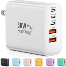 USB C Charger Block, 60W 5-Port Type C Charger Fast Charging Blocks