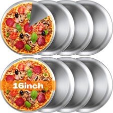 Thenshop 8 Pieces 16 Inch Pizza Pans Bulk Stainless 16 Inch, Matte Silver 