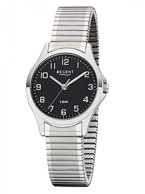 Regent 3085.78.96 Damenuhr Quarz mit Zugarmband Schwarz