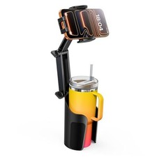 2-in-1 Cup Holder Cell Phone Holder for Your Car Bottle Friendly Cup Cell Black