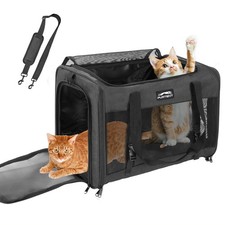 Pet Carrier for Large Cats 25 lbs, Mesh Pets Travel Carriers for Puppy Two Sm...