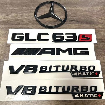 Mercede Benz GLC63S AMG V8 BITURBO 4MATIC+ Emblem Aufkleber X253 Stern Schwarz