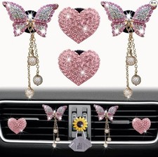 Heart  Butterfly Pendant Air Vent Clips, 4 Pcs Bling Heart Car Air Fresheners V