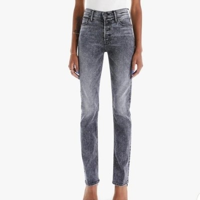 Mother Denim The Pixie Dazzler Skimp Jean Train Stops Grey High Rise Button Fly