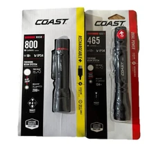 Lot Of 2 Coast Flashlights HX5R 800 & G32 Lumens Rechargeable Pocket Light IP54