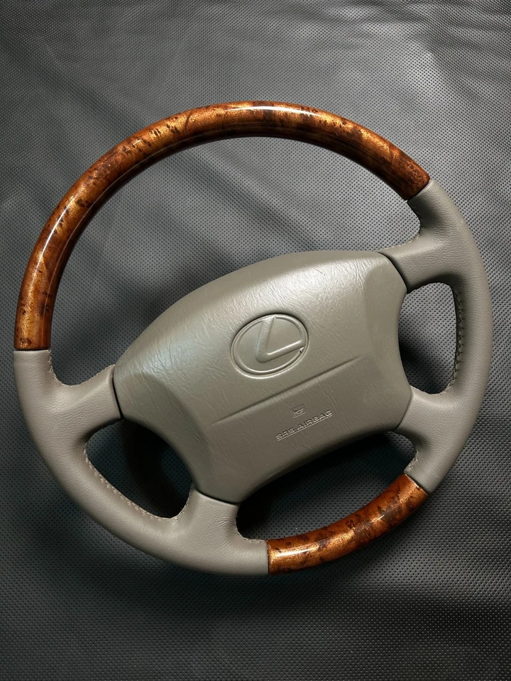 Volante LEXUS LX470 98-2002 madera grano cuero cosido OEM Foto 2 de 4