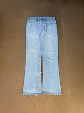 Vintage 80  s Levi  s 646 Orange Tab Bellbottom Flare Faded Denim Jeans Size 34x32